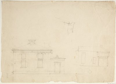 Two Elevations for New Studio at Cedar Grove by Thomas Cole
